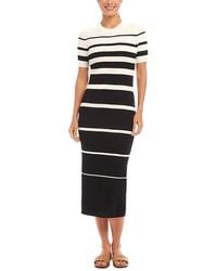 Karen Kane - Striped Ribbed Midi Sweater Dress - Lyst