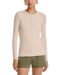 ATM - Heathered Modal Rib Long Sleeve Henley Top - Lyst