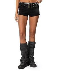 Edikted - Studded Belt Denim Micro Shorts - Lyst
