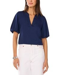 Vince Camuto - Hammered Satin Puff Sleeve Top - Lyst