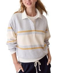 Marine Layer - Cloud 9 Cotton Blend Fleece Polo Sweatshirt - Lyst