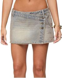 Edikted - Wrap Mud Wash Denim Mini Skort - Lyst