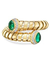 Marina B - Emerald Cabochon & Diamond Pave Bypass Ring - Lyst