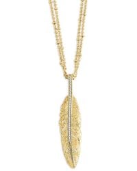 Anabel Aram - Pave Feather Large Pendant Necklace, 17-18 - Lyst