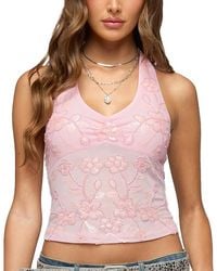 Edikted - Bead & Sequin Sheer Mesh Halter Top - Lyst