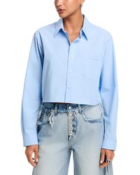 Alexander Wang - Cotton Cropped Button Down Shirt - Lyst