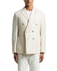 Peserico - Regular Fit Six Button Double Breasted Wool, Silk, & Linen Blazer - Lyst