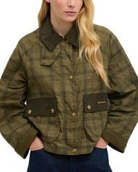 Barbour - Tartan Cropped Beadnell Casual Jacket - Lyst