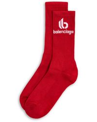 Balenciaga Logo Crew Socks - Red