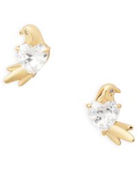 Kate Spade - Love Birds Cubic Zirconia Heart Bird Stud Earrings In Gold Tone - Lyst