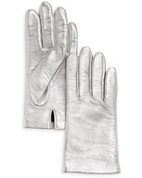 Aqua Metallic Leather Tech Gloves