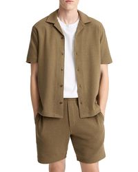 Vince - Cotton Blend Boucle Regular Fit Button Down Camp Shirt - Lyst