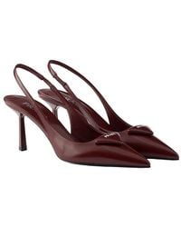Prada - Brushed Leather Slingback Pumps - Lyst