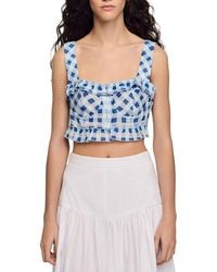 Sandro - Josie Gingham Linen Blend Crop Top - Lyst