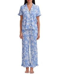 Splendid - Short Sleeve Notch Collar Pajama Set - Lyst