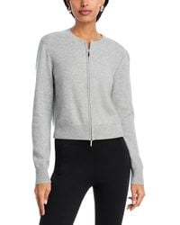 Aqua - Full Zip Cashmere Crewneck Cardigan - Lyst