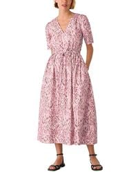 Whistles - Leopard Print Cotton Midi Dress - Lyst