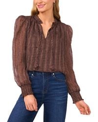 Cece - Smocked Cuff Ruffle Blouse - Lyst