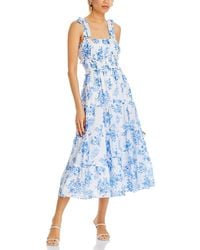 Aqua - Floral Tie Strap Midi Dress - Lyst