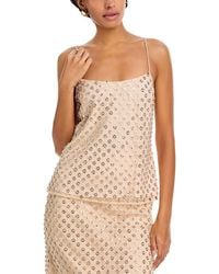 MILLY - Rylan Sequin Embroidered Netting Tank Top - Lyst