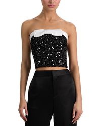 Alice + Olivia - Katya Sequin Tweed Crop Top - Lyst