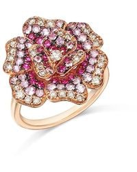 Bloomingdale's Fine Collection - Sapphire & Diamond Rose Flower Ring - Lyst