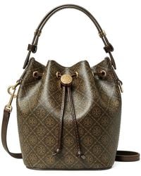Tory Burch - Mini T Monogram Coated Canvas Bucket Bag - Lyst