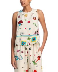Aqua - Border Mixed Print Sleeveless Tank Top - Lyst