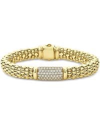 Lagos - 18K Caviar Diamond Pave Station Beaded Bracelet - Lyst