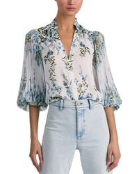 Alice + Olivia - Ilan Pleated Blouson Sleeve Top - Lyst