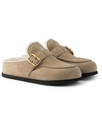 Prada - Suede Mules - Lyst