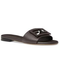 Fendi - Leather Slide Sandals - Lyst