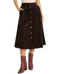 Matty M - Arlowe Cotton Blend Corduroy Midi Skirt - Lyst