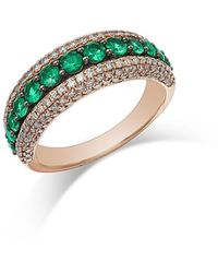 Bloomingdale's Fine Collection - Emerald & Champagne Diamond Multi-Row Ring - Lyst