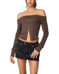 Edikted - Clarissa Fold Over Ribbed Top - Lyst