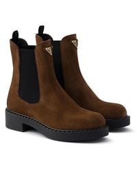 Prada - Brushed Leather Chelsea Boots - Lyst