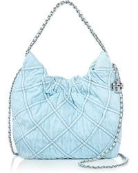 Tory Burch - Mini Fleming Denim Hobo Bag - Lyst