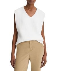 Vince - Relaxed V Neck Knit Vest - Lyst