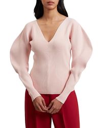 Ted Baker - Amelyaa Ribbed Sculpted Sleeve Sweater - Lyst