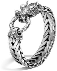 John Hardy Men's Naga Silver Dragon Head Bracelet On Fishtail Chain - Metallic