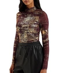 Ted Baker - Sofiy Foil Print Mesh Top - Lyst