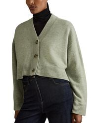 Reiss - Rixy - Sage Wool-cashmere Cropped Cardigan, S - Lyst