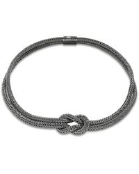 John Hardy - Rhodium-Plated Sterling Love Knot Double Woven Chain Statement Necklace, 16 - Lyst