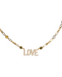 Kate Spade - Rainbow Pavé Love & Multicolor Cubic Zirconia Paperclip Link Pendant Necklace In Gold Tone - Lyst