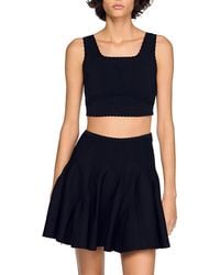 Sandro - Deborah Cropped Decorative Knit Sweater - Lyst