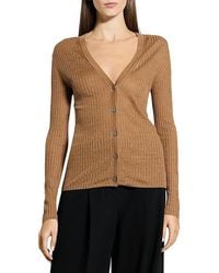 Theory - Linen Blend Ribbed Cardigan - Lyst