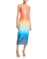 Aqua - Sunset Ombre Clear Sequin Midi Dress - Lyst