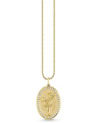 Sydney Evan - 14K Diamond & Freshwater Pearl June Birth Flower Charm Pendant Necklace, 16 - Lyst
