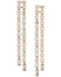 Nadri - Cubic Zirconia Double Row Linear Drop Earrings - Lyst
