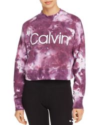 Calvin Klein Calvin Performance Tie - Dye Fleece Cropped Sweatshirt - Multicolour